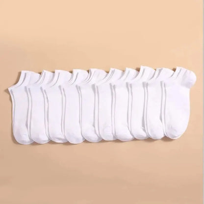 Chaussettes Bateau Unisexes - Lot de 10 Paires, Couleur Unie, Légères, Respirantes, Anti-Odeur et Absorbantes de Transpiration - Rynova