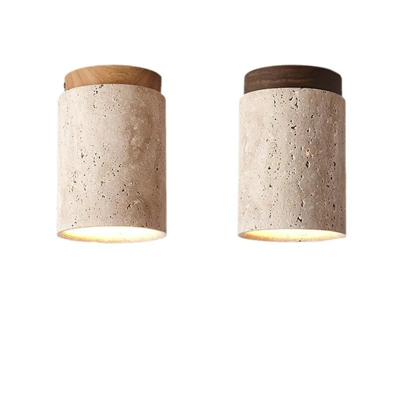 PierreLuxe - Lustre Encastré en Travertin pour Hall et Escalier - Rynova