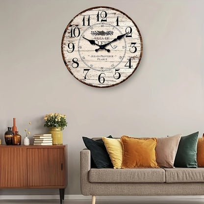 Horloge Murale Silencieuse CharmRustic – Finition Vintage en Bois, Sans Tic-Tac - Rynova