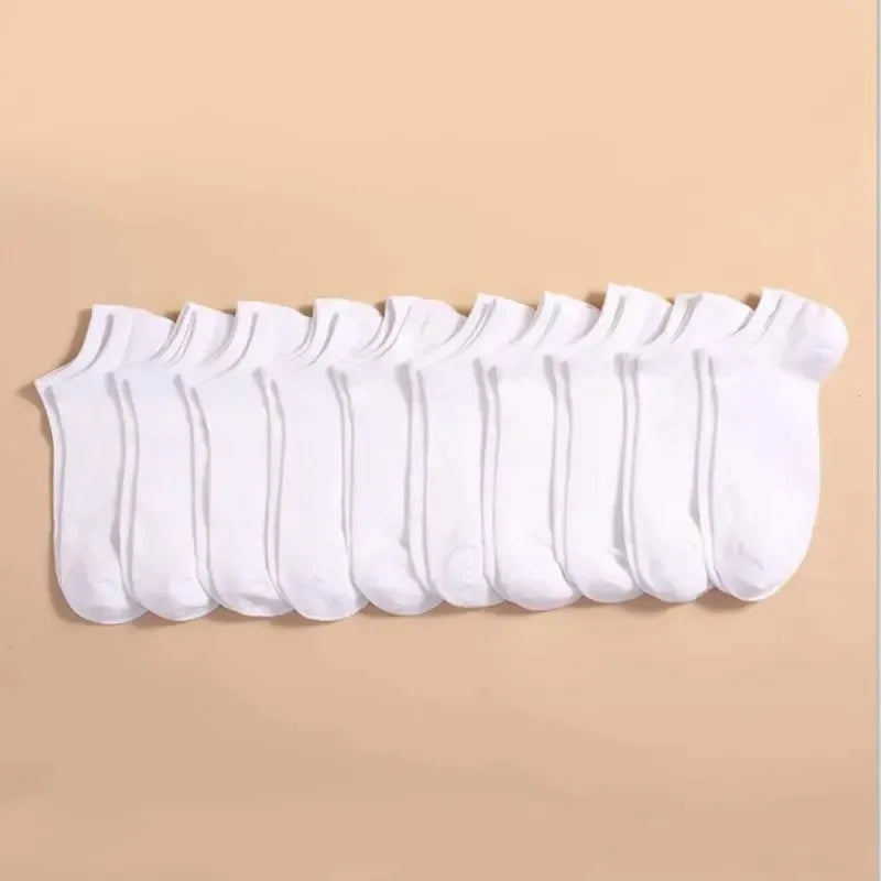 Chaussettes Bateau Unisexes - Lot de 10 Paires, Couleur Unie, Légères, Respirantes, Anti-Odeur et Absorbantes de Transpiration - Rynova