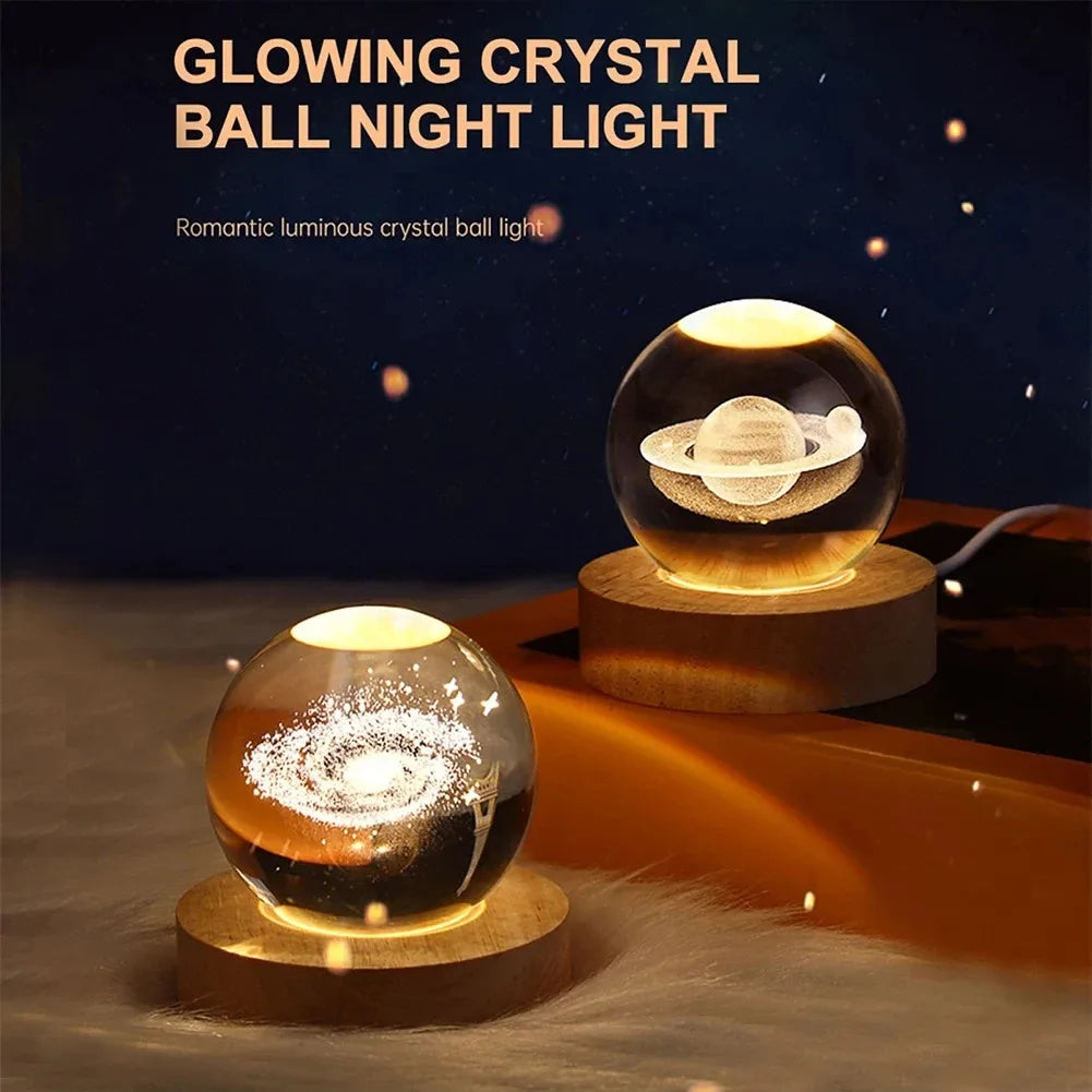 GALAXIE Éblouissante - Lampe à Crystal 3D avec Projections Planétaires - Éclairage USB Ambiance Cozy - Rynova