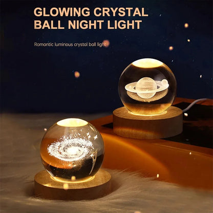 GALAXIE Éblouissante - Lampe à Crystal 3D avec Projections Planétaires - Éclairage USB Ambiance Cozy - Rynova