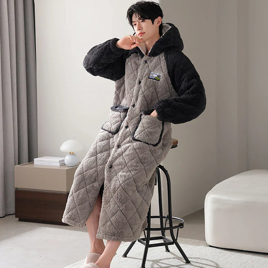 ChaleurDouce – Peignoir à Capuche 3 Couches pour Homme - Rynova