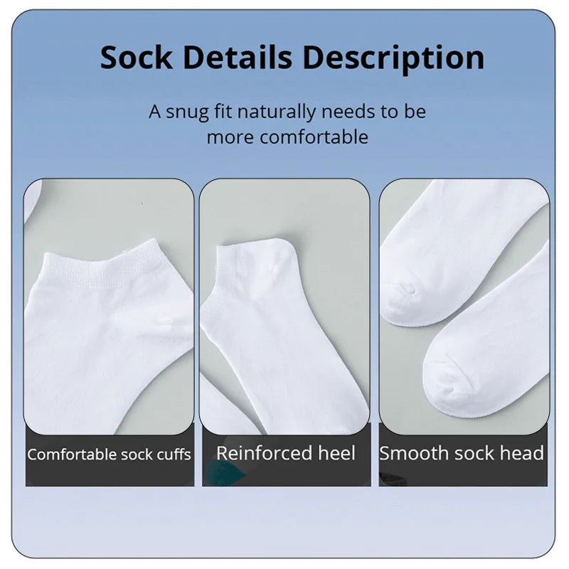 Chaussettes Bateau Unisexes - Lot de 10 Paires, Couleur Unie, Légères, Respirantes, Anti-Odeur et Absorbantes de Transpiration - Rynova