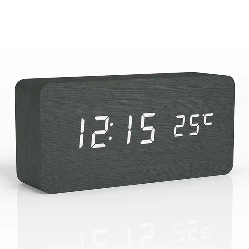 Horloge BoisÉco – Réveil Numérique en Bois avec Affichage LED - Rynova