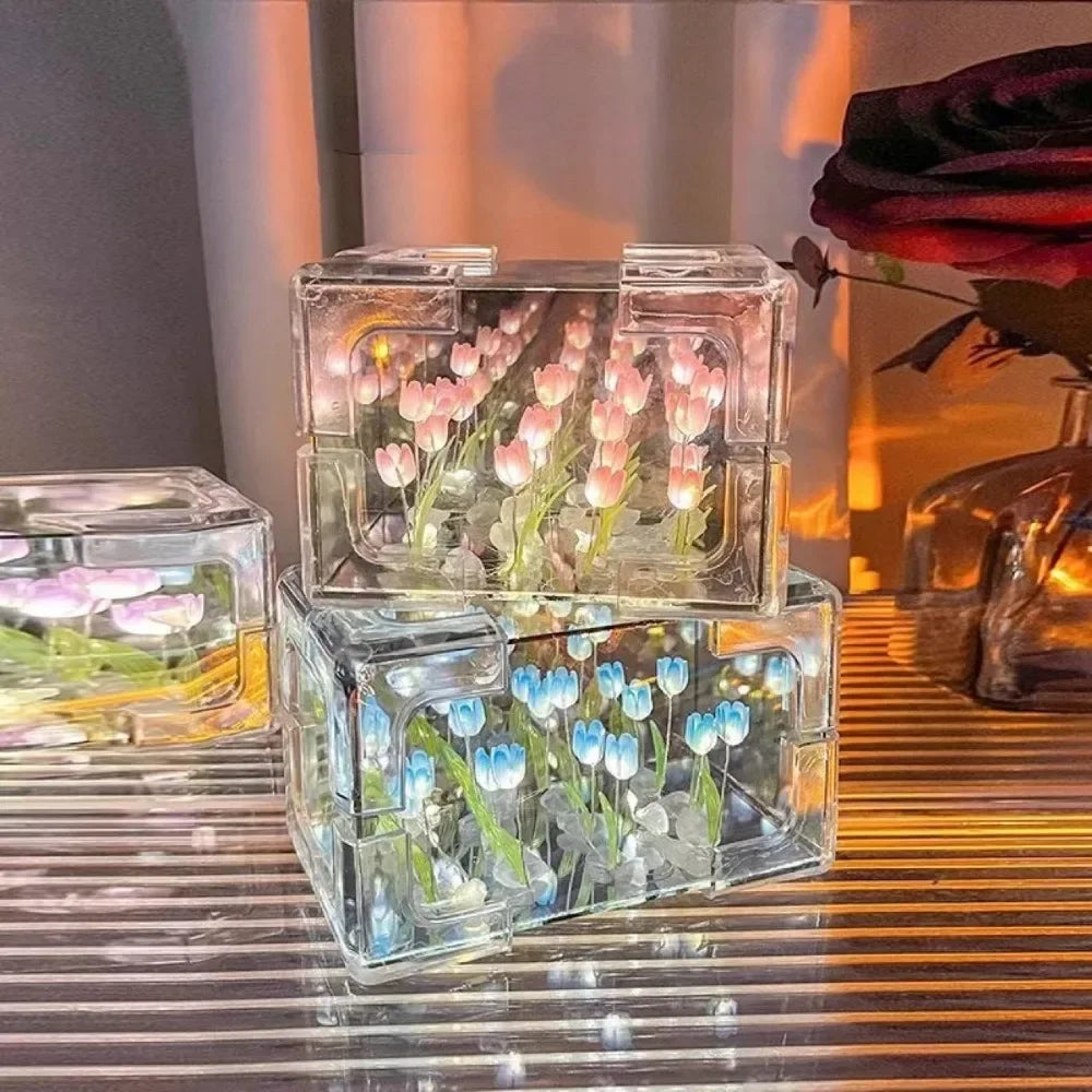 Tulifée - Lampe Cube Miroir Tulipe DIY, Veilleuse 3D Créative - Rynova