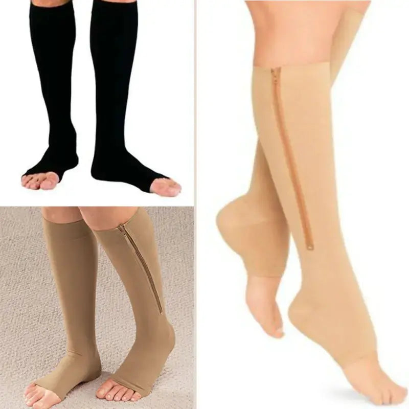 CompressioZip - Chaussettes de Compression Ouvertes avec Fermeture Éclair - Rynova