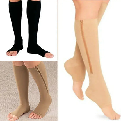 CompressioZip - Chaussettes de Compression Ouvertes avec Fermeture Éclair - Rynova