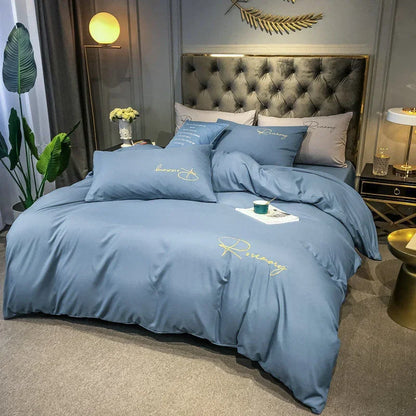 EmbroiLuxe - Housse de Couette Élégante en Tissu Premium - Rynova