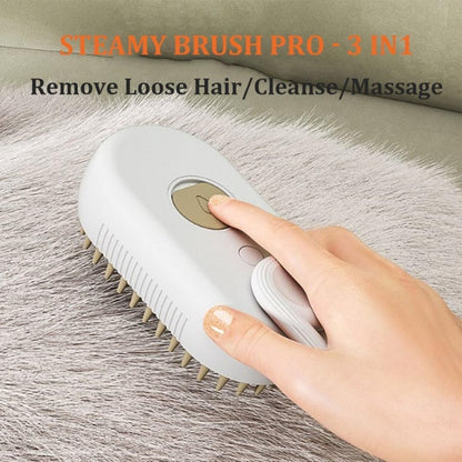 Brosse Électrique Rechargeable pour Animaux - Peigne à Vapeur pour Chats et Chiens | Brosse de Toilettage Nettoyante - Rynova