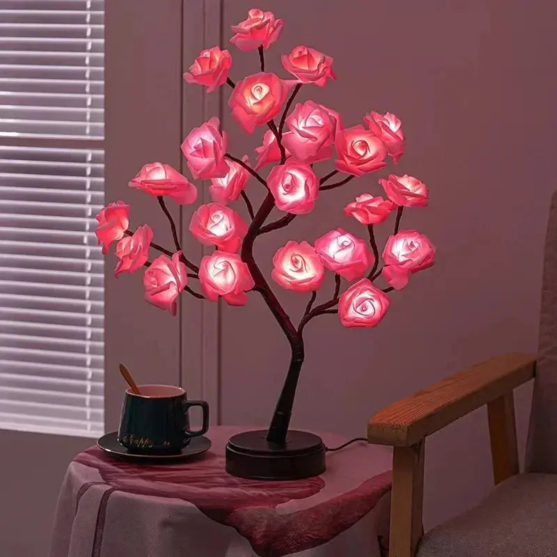 FleurLumière - Lampe de Table Éclairante en Forme de Rose - Rynova