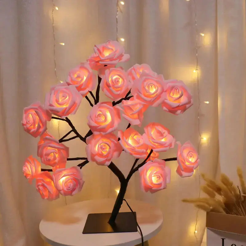 FleurLumière - Lampe de Table Éclairante en Forme de Rose - Rynova