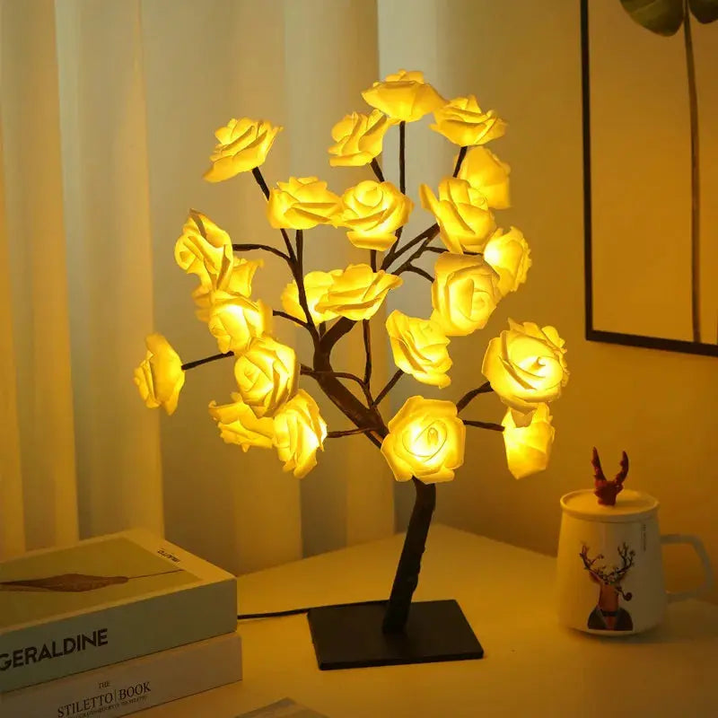 FleurLumière - Lampe de Table Éclairante en Forme de Rose - Rynova
