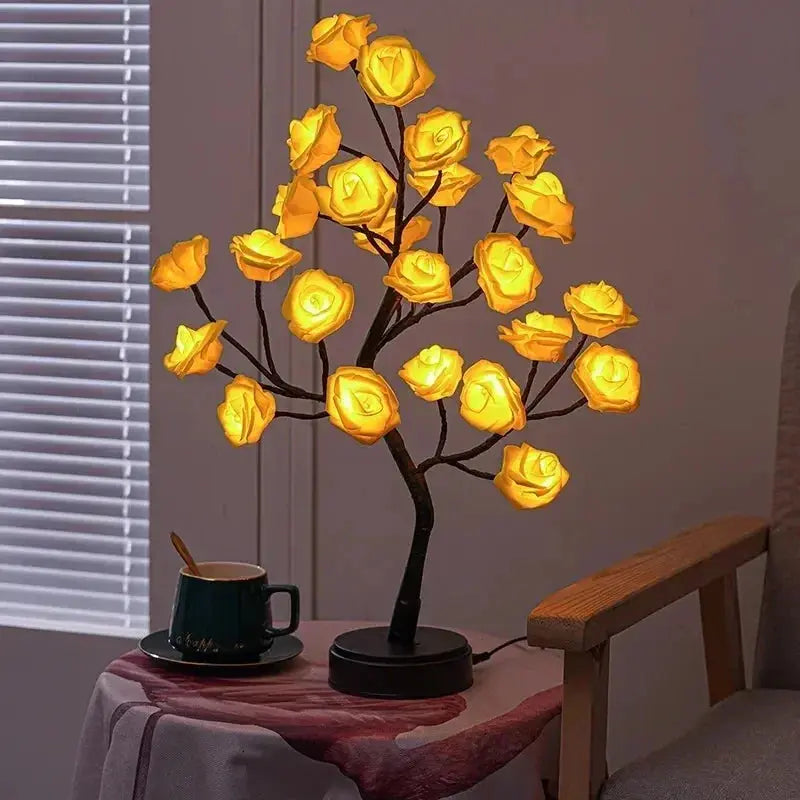 FleurLumière - Lampe de Table Éclairante en Forme de Rose - Rynova