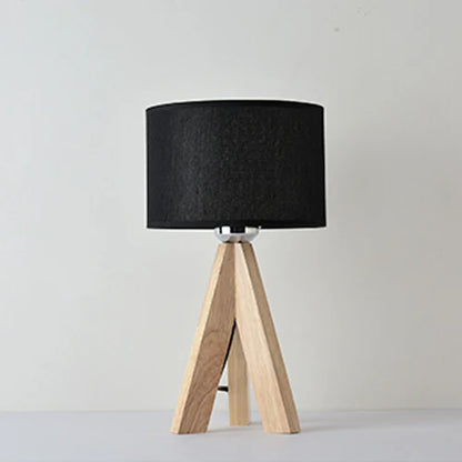 Lumière d'Éclat – Lampe de Table en Bois avec Abat-Jour Tissu Noir et Blanc - Rynova