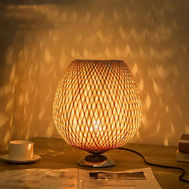 Bambou Vintage – Lampe de Table Écologique en Bambou Naturel - Rynova