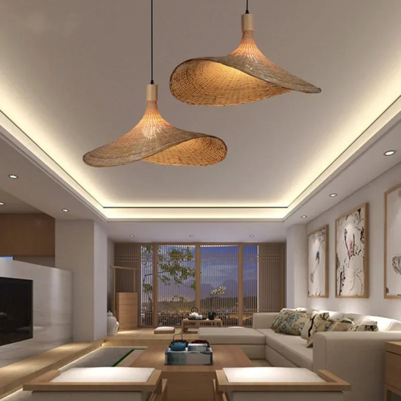 LumiBambou - Suspension en Bambou Tressé Naturel - Rynova