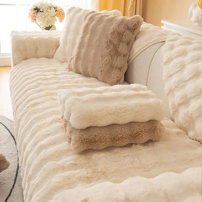 PlushComfort - housse de canapé en peluche ultra douce et fluffy, antidérapante - Rynova