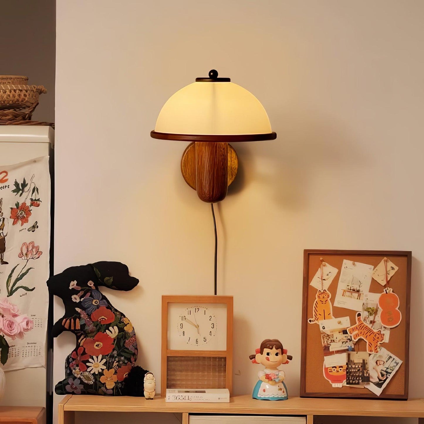 Applique Champignon en Bois - Éclairage Unique pour une Touche Naturelle - Rynova