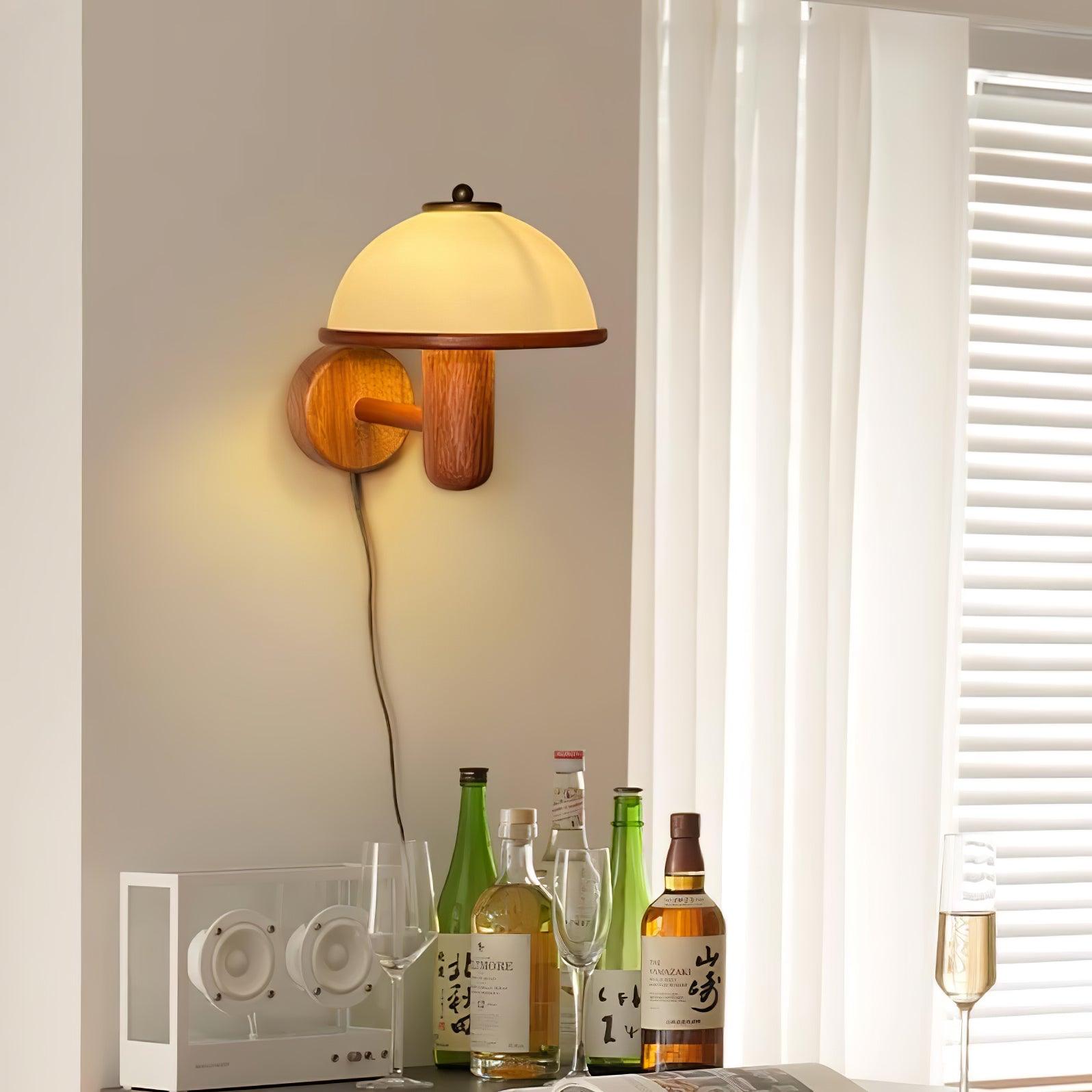 Applique Champignon en Bois - Éclairage Unique pour une Touche Naturelle - Rynova