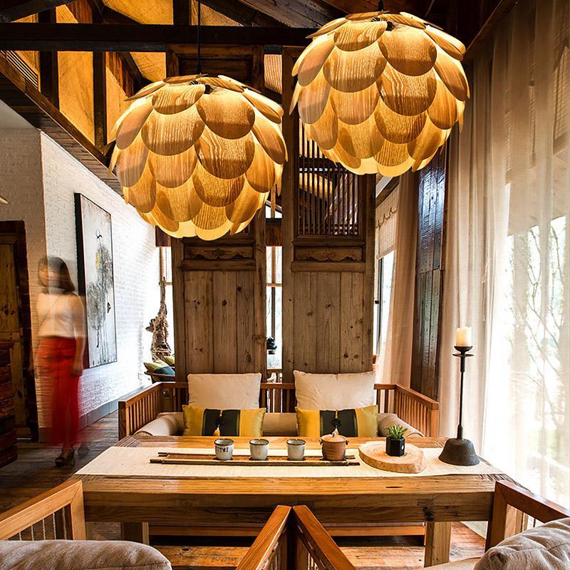 AnanasChic – Lampe suspendue en bois naturel - Rynova