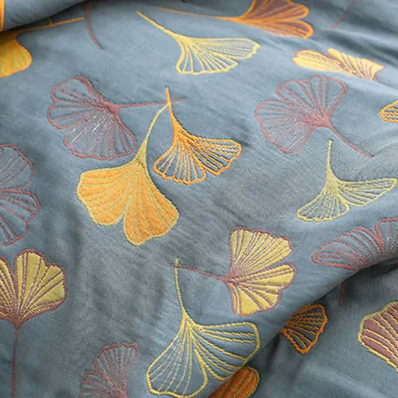EcoLeaf - Ensemble de literie avec housse de couette réversible en coton à motifs de feuilles - Rynova