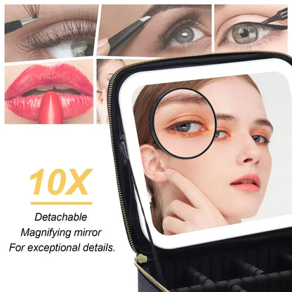 BeautiLux - Trousse de Maquillage de Voyage avec Miroir LED - Rynova