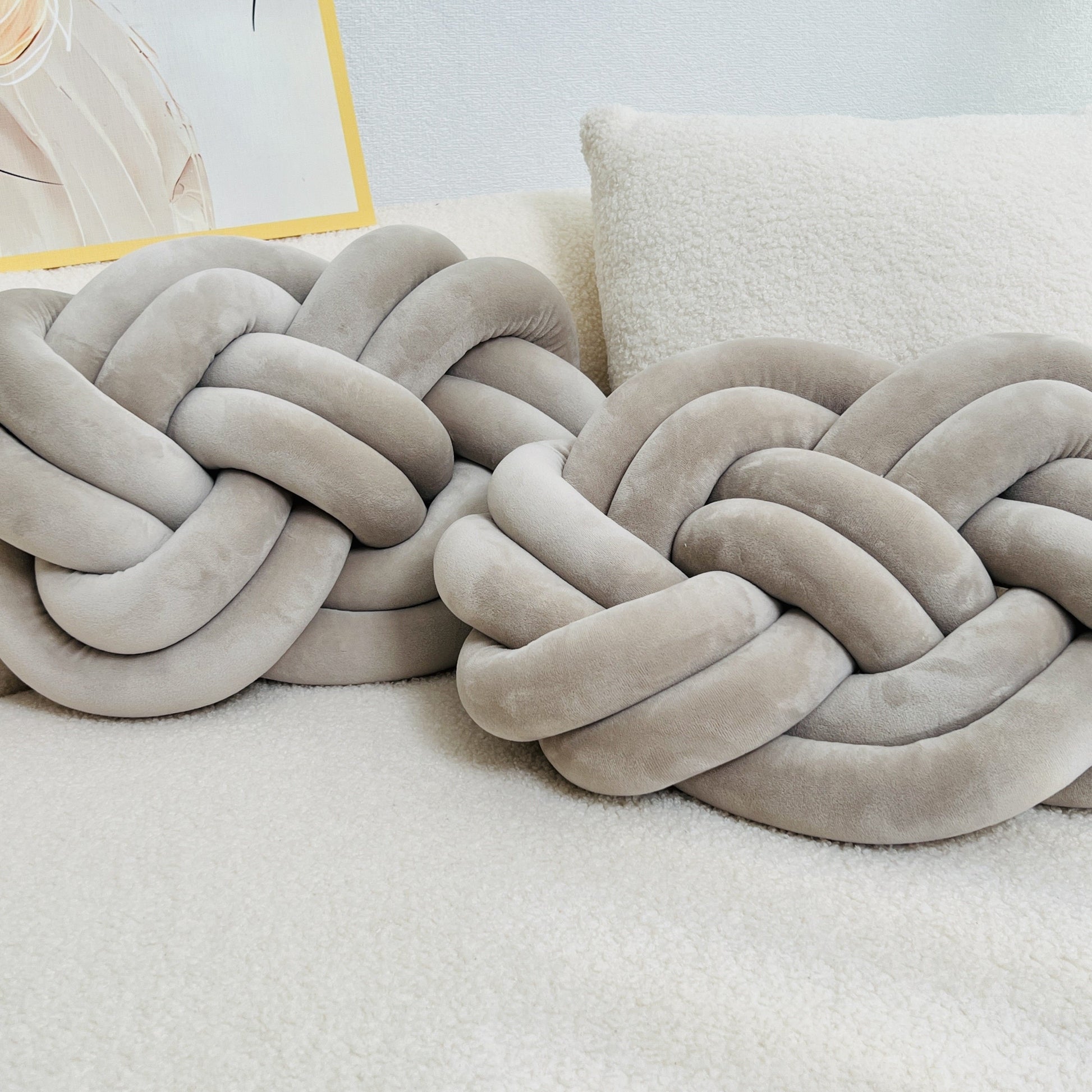 DouxNœud - Ensemble de 2 coussins en peluche décoratifs - Rynova