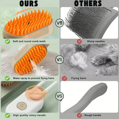 Brosse Électrique Rechargeable pour Animaux - Peigne à Vapeur pour Chats et Chiens | Brosse de Toilettage Nettoyante - Rynova
