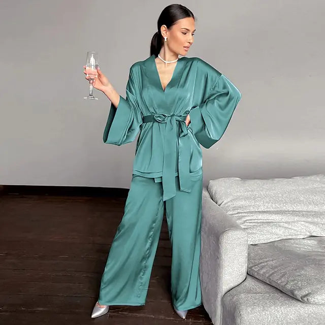 RêveVelours - Ensemble de Nuit Satiné 2 Pièces - Rynova