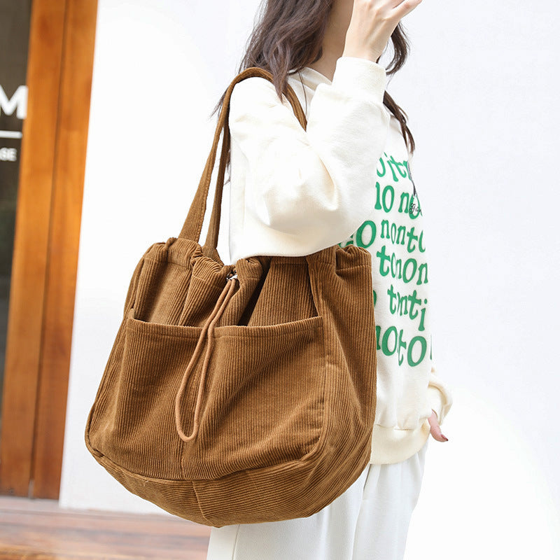 ChicVert - Sac à bandoulière en velours côtelé avec poches multiples - Rynova