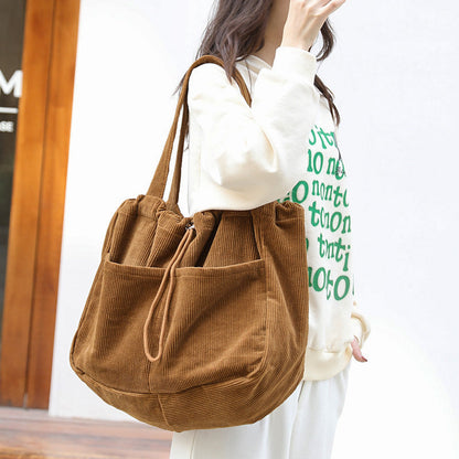 ChicVert - Sac à bandoulière en velours côtelé avec poches multiples - Rynova