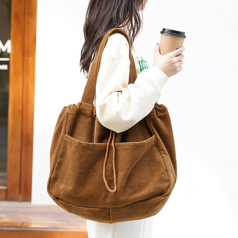 ChicVert - Sac à bandoulière en velours côtelé avec poches multiples - Rynova
