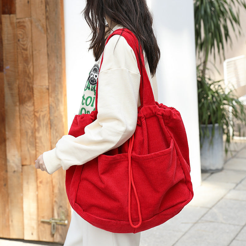 ChicVert - Sac à bandoulière en velours côtelé avec poches multiples - Rynova