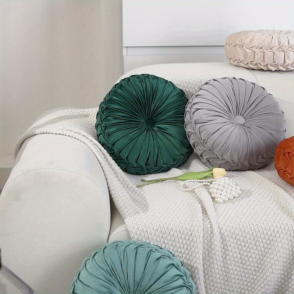 VelouCoussin - Coussin rond en velours doux pour salon et bureau - Rynova