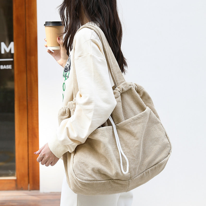 ChicVert - Sac à bandoulière en velours côtelé avec poches multiples - Rynova