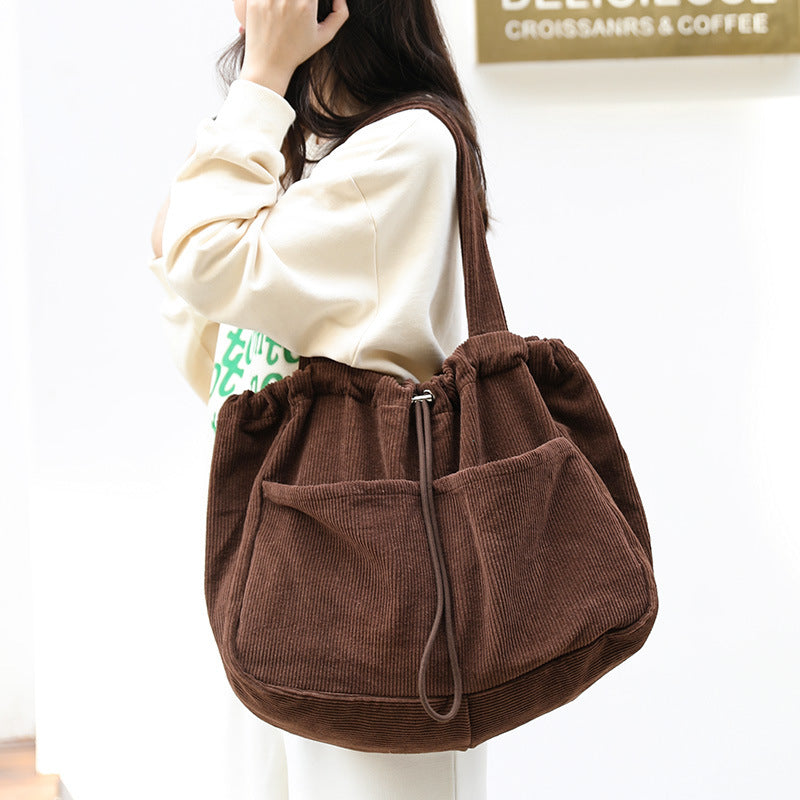 ChicVert - Sac à bandoulière en velours côtelé avec poches multiples - Rynova