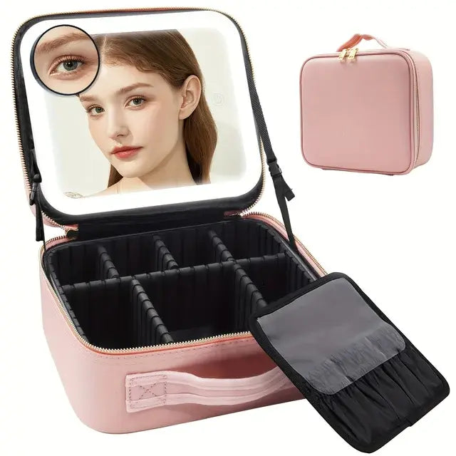 ÉclatVoyage - Trousse de Maquillage de Voyage avec Miroir LED - Rynova