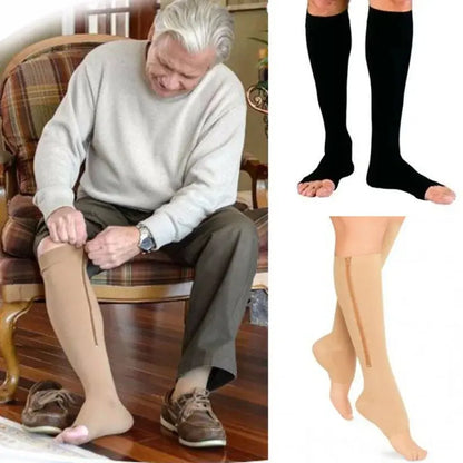 CompressioZip - Chaussettes de Compression Ouvertes avec Fermeture Éclair - Rynova