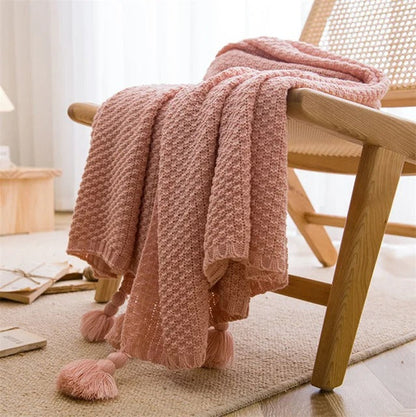 NordiqueTressé - Couvre-lit Chunky Knit avec Franges Épurées - Rynova