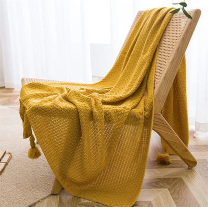 NordiqueTressé - Couvre-lit Chunky Knit avec Franges Épurées - Rynova