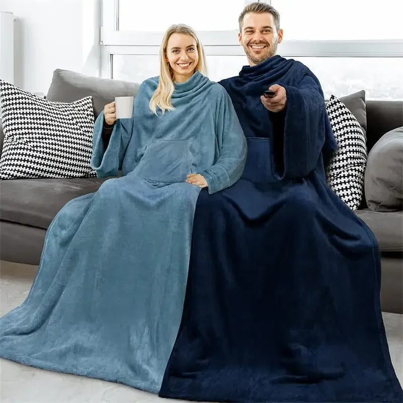 SnugPocket - Grande Couverture Portable avec Manches et Poche Multifonctionnelle - Rynova