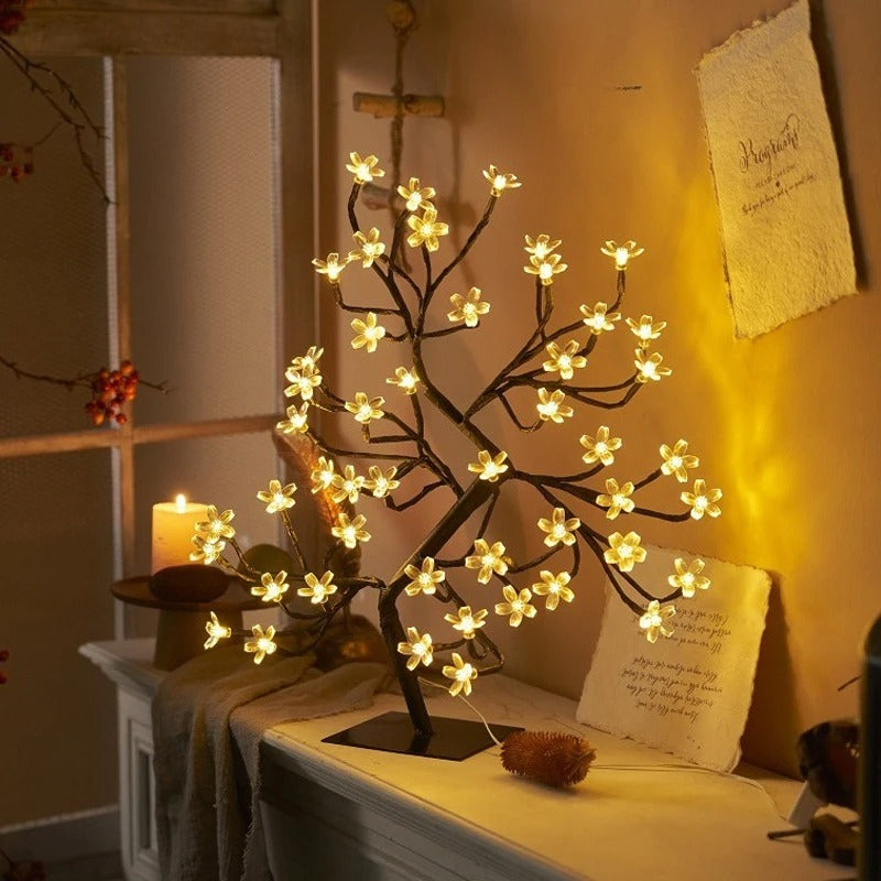 Lumière Sakura - Lampe de table LED Fleurs de Cerisier USB avec Télécommande - Rynova