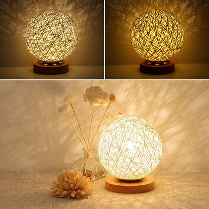 LumiTissé - Lampe de Table LED en Rattan Artisanale et Dimmable - Rynova