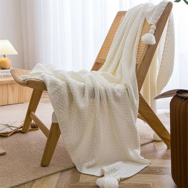 NordiqueTressé - Couvre-lit Chunky Knit avec Franges Épurées - Rynova