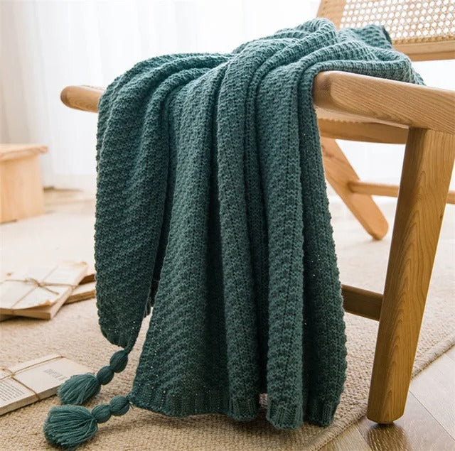 NordiqueTressé - Couvre-lit Chunky Knit avec Franges Épurées - Rynova