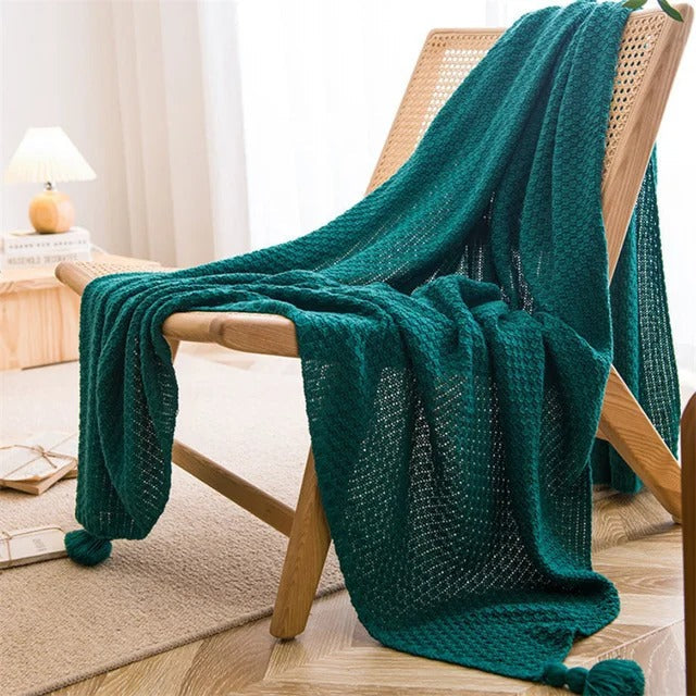 NordiqueTressé - Couvre-lit Chunky Knit avec Franges Épurées - Rynova