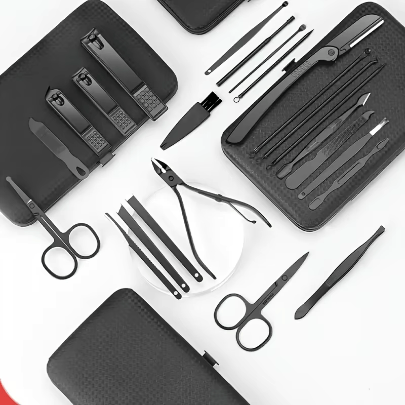 KitManucurePro - Trousse de Coupe-Ongles Professionnelle 7-24pcs Ultra-Affûtée pour Hommes et Femmes - Soins Solides de Pédicure - Rynova