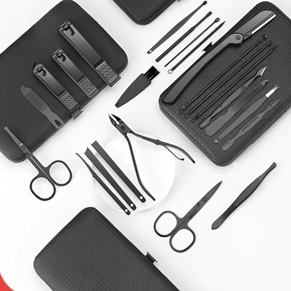 KitManucurePro - Trousse de Coupe-Ongles Professionnelle 7-24pcs Ultra-Affûtée pour Hommes et Femmes - Soins Solides de Pédicure - Rynova