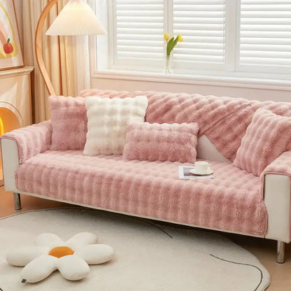 PlushComfort - housse de canapé en peluche ultra douce et fluffy, antidérapante - Rynova
